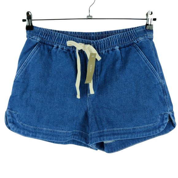 NWT J Crew Blue Indigo Denim Drawstring Sweat Shorts - Picture 1 of 8